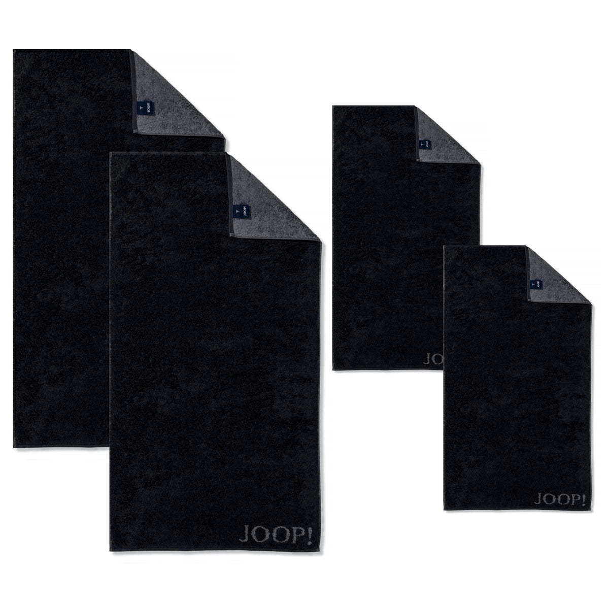 JOOP! Handtuch Duschtuch Set 4-teilig 1600-90 Classic schwarz anthra.