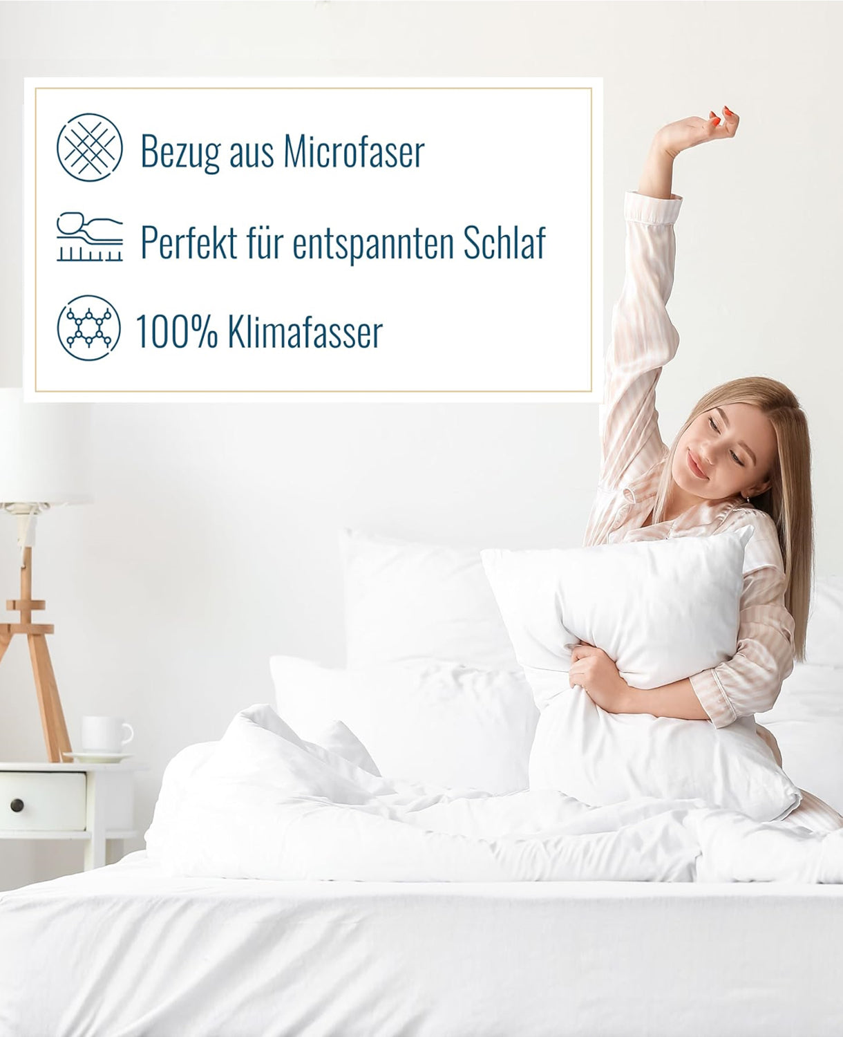 Sommerbett Steppbett Sommerdecke Klimafaser Hallo Wach 155x220 60°