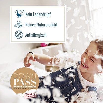 Kopfkissen Kissen 1100g neue weiße Federn Klasse 1 Daunenpass 80x80