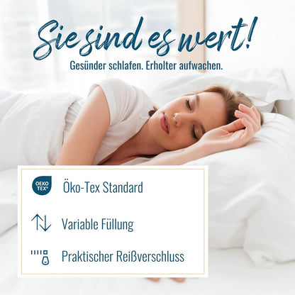 Kopfkissen Kissen 60° Wäsche Baumwollbezug Klimafaser 40x80 Allergiker