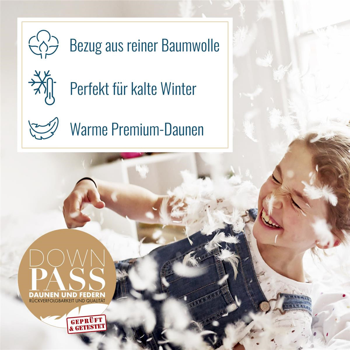 Daunendecke warme premium Daunen Bettdecke 135x200 Daunenpass 850g