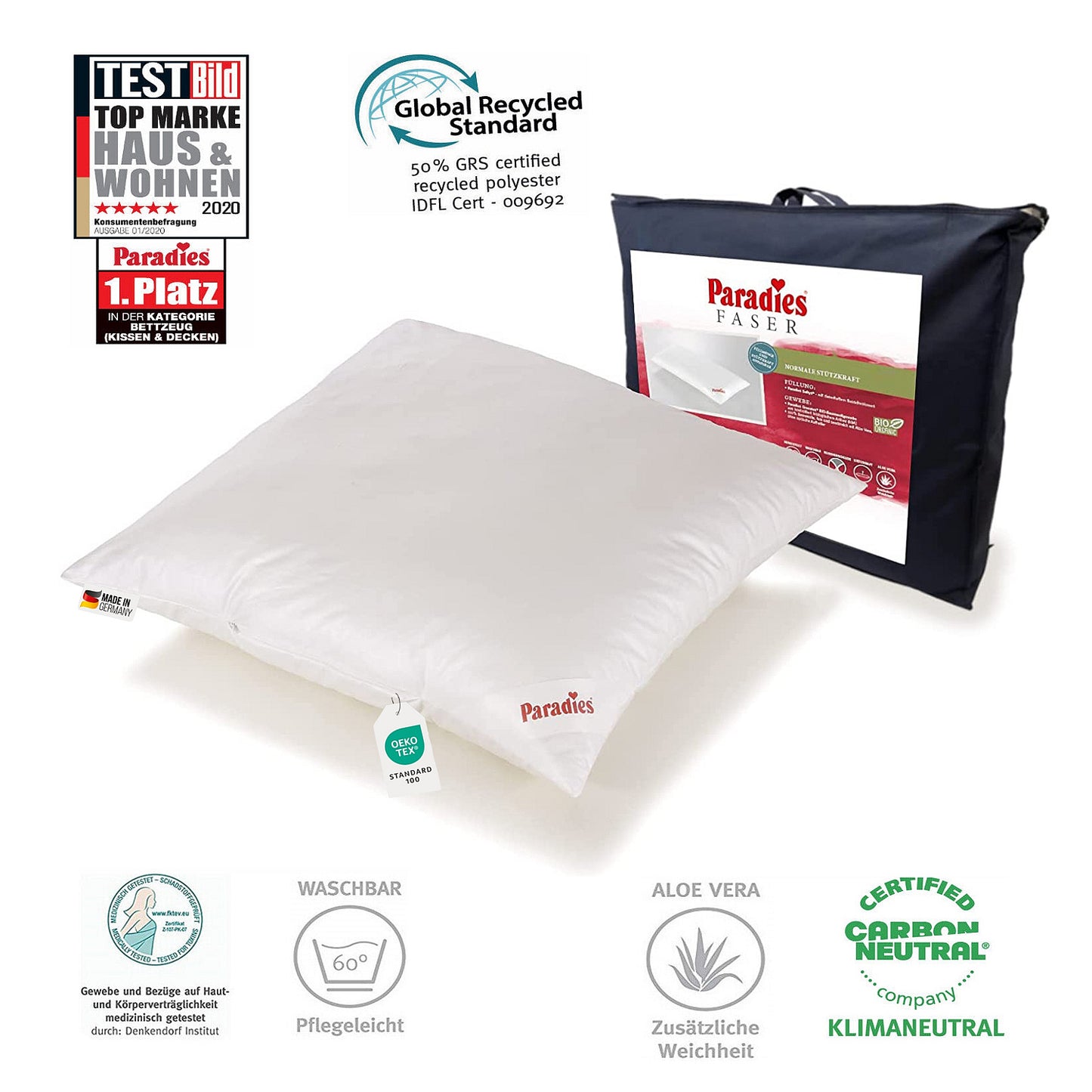 Paradies Softy extra Kopfkissen Kissen Faserkissen Nackenkissen 80x80