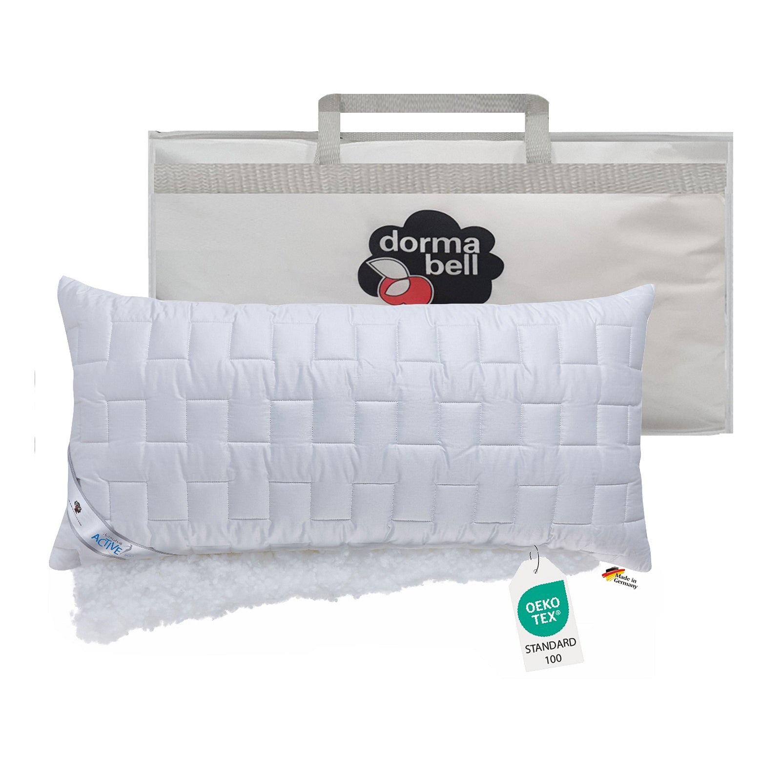 ein nackenstuetzkissen 40x80 mit oekotex Siegel hergestellt von dormabell