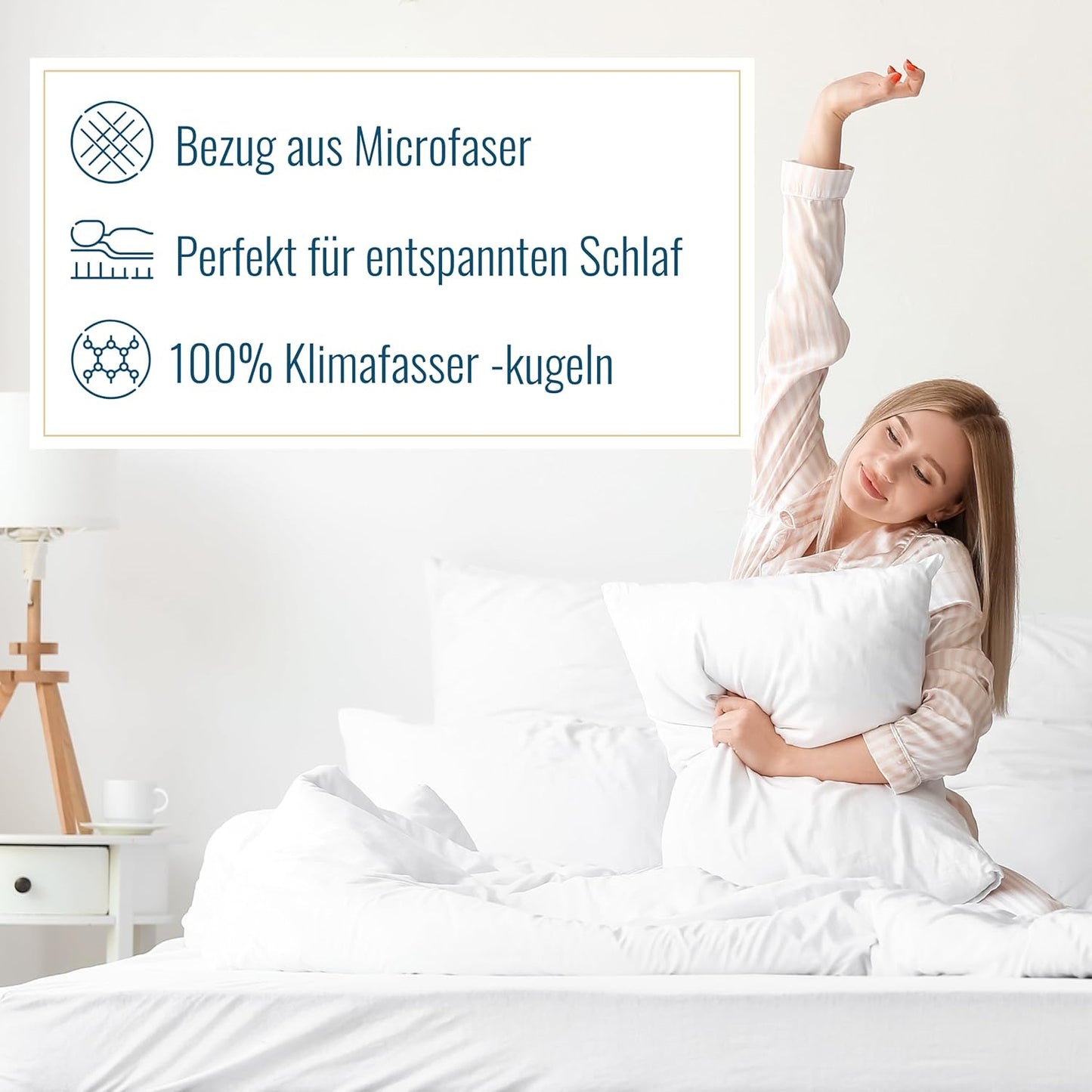 Sympathica Allergiker Kopfkissen atmungsaktive Klimafaser 80x80 60°C