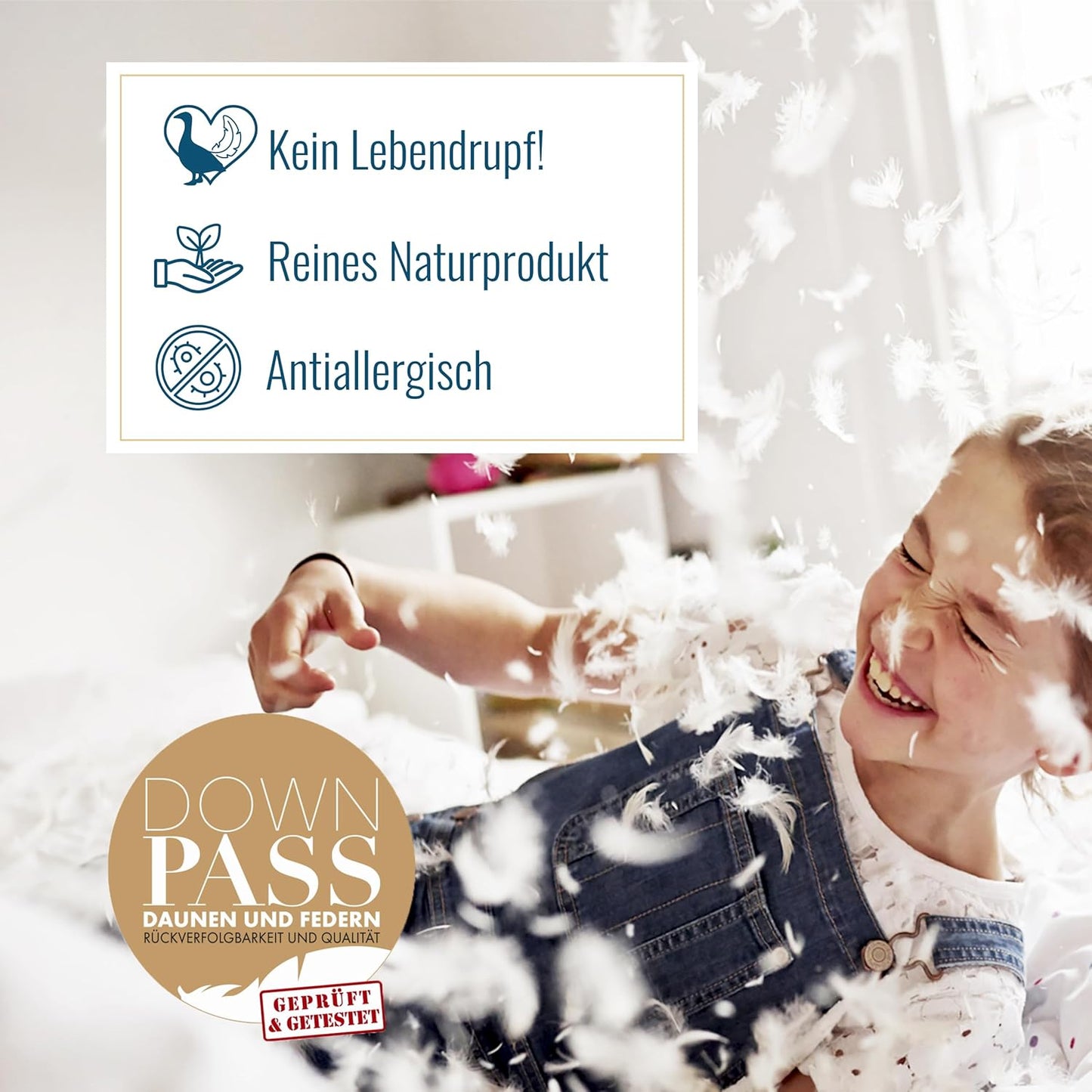 Daunendecke neue medium warme Daunen Klasse1 Bettdecke 135x200 540g