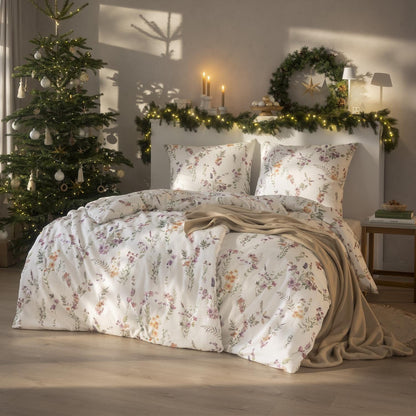 Estella Flanell Bettwäsche Millefleur 4471-985 Blume Rosa Lila 135x200