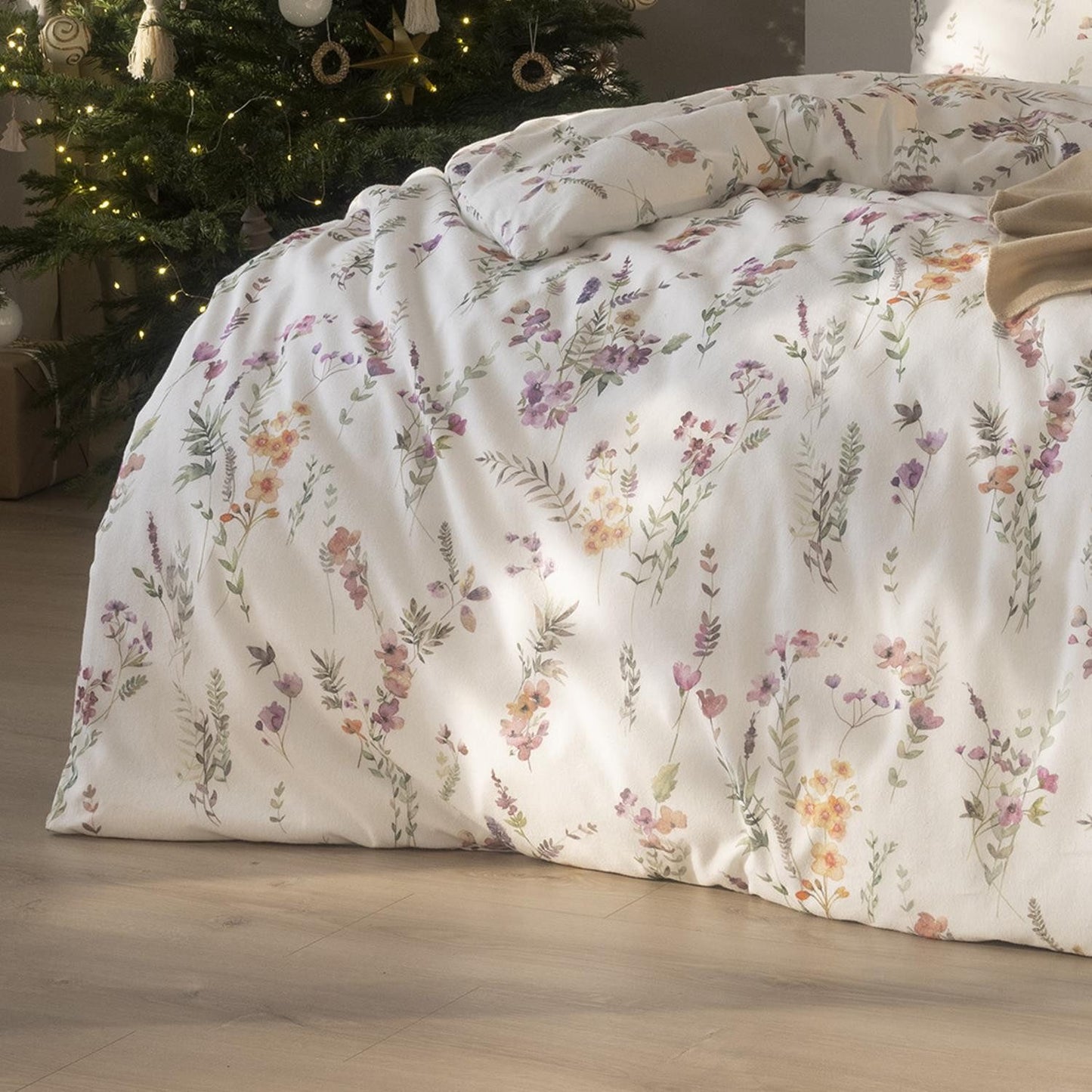 Estella Flanell Bettwäsche Millefleur 4471-985 Blume Rosa Lila 135x200