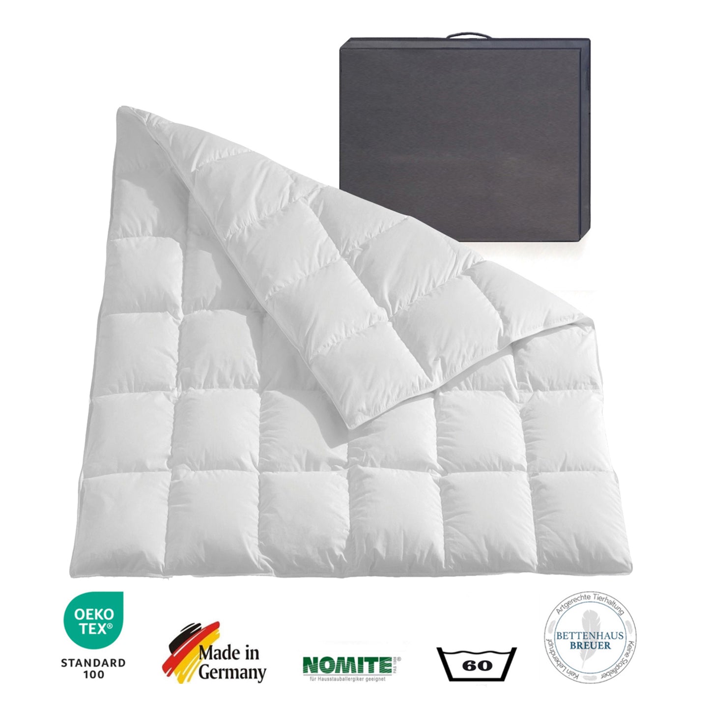 Daunendecke 1020g canadische Daunen Bettdecke medium 200x200 100% natur