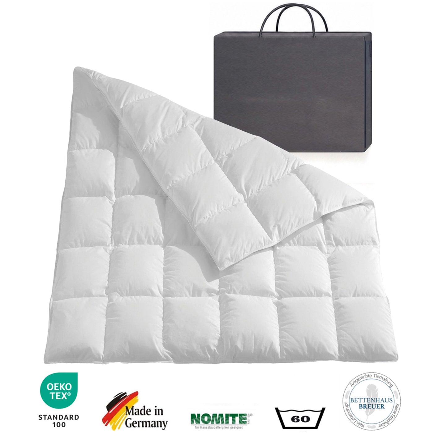 Daunendecke 1020g canadische Daunen Bettdecke medium 200x200 100% natur