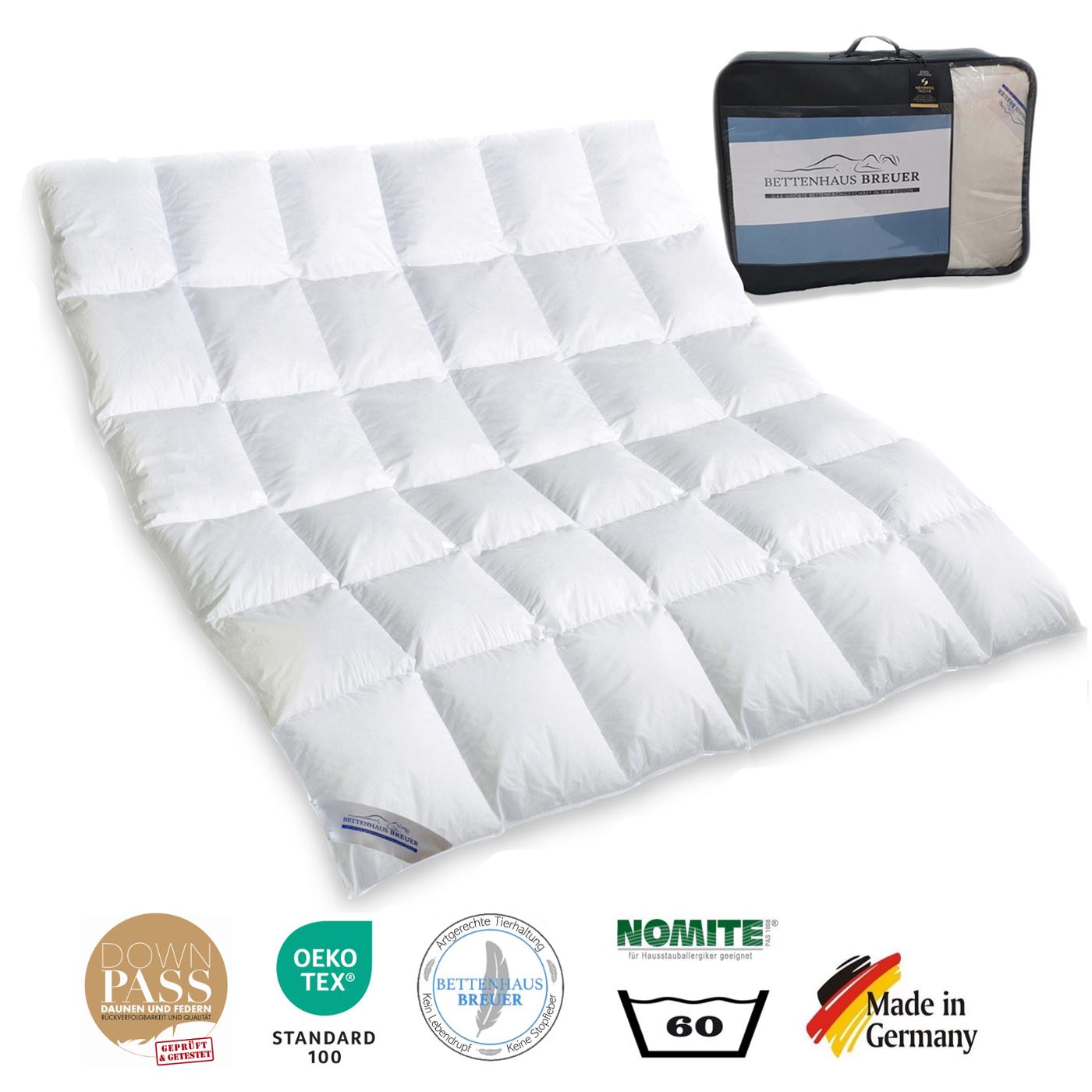 Daunenbett 100% neue premium Daunen Bettdecke 200x200 Daunenpass 1190g