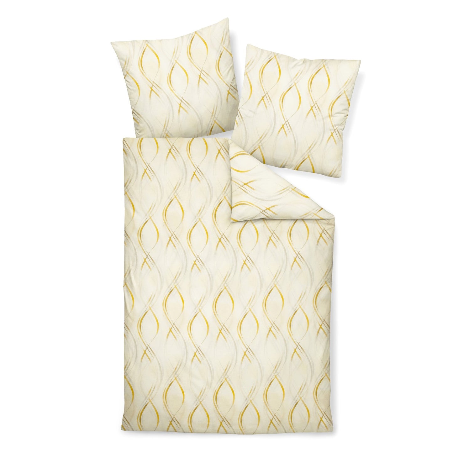 Bettwäsche Janine Seersucker Tango 20142-3 Wellen gold creme 135x200