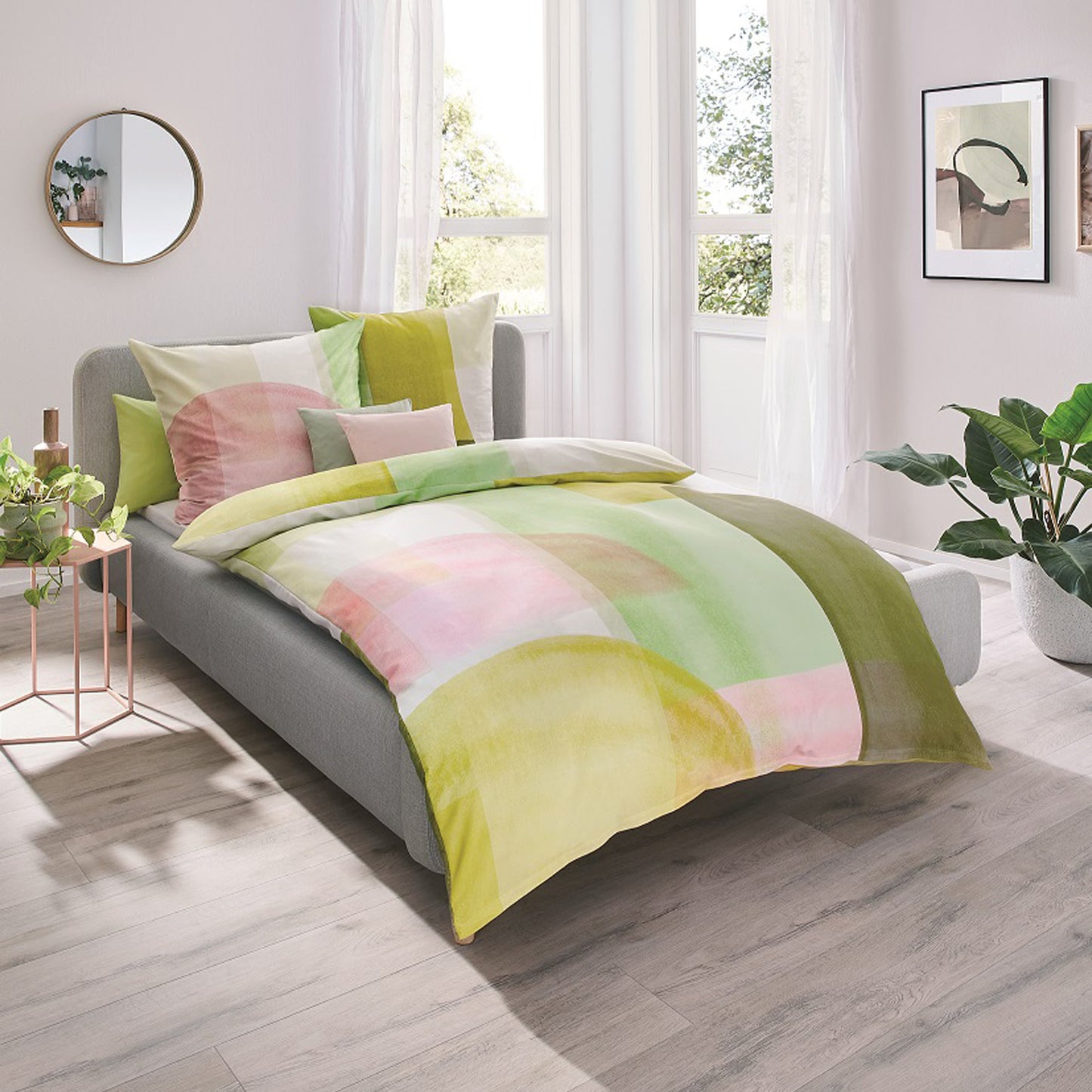 Bettwäsche Kaeppel Satin 210-83 Makro geometrisch limone 135x200