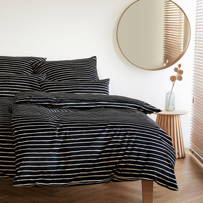 Bettwäsche Elegante Mako Satin Lines 2432-9 schwarz Streifen 135x200