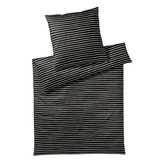 Elegante Mako Satin Bettwäsche Lines 2432-9 schwarz Streifen 135x200