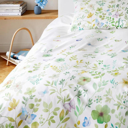 Elegante Mako Satin Bettwäsche Spring Fling 2447-4 Blumen Grün 135x200