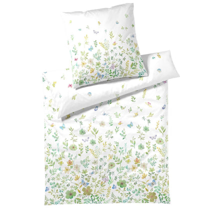 Elegante Mako Satin Bettwäsche Spring Fling 2447-4 Blumen Grün 135x200