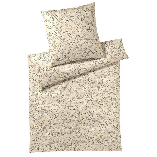 Elegante Mako Satin Bettwäsche Floral 24505-7 beige Ranken 135x200