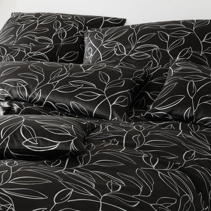 Elegante Mako Satin Bettwäsche Floral 24505-9 basalt Ranken 135x200