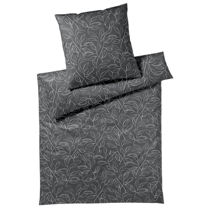 Elegante Mako Satin Bettwäsche Floral 24505-9 basalt Ranken 135x200