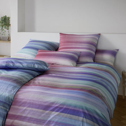 Elegante Mako Satin Bettwäsche Swoosh 24518-11 pink grün 135x200