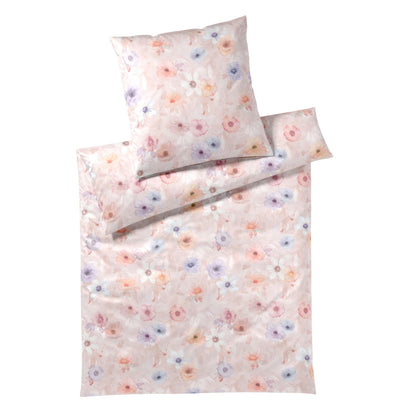 Elegante Mako Satin Bettwäsche Pastel 24519-1 Blumen rosarot 135x200