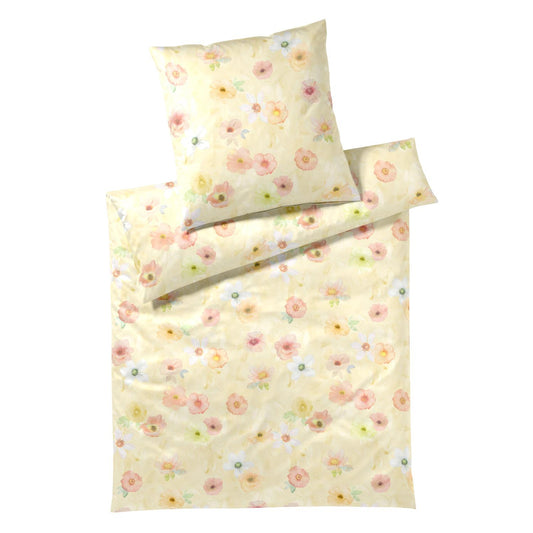 Elegante Mako Satin Bettwäsche Pastel 24519-3 Blumen Gelb 135x200