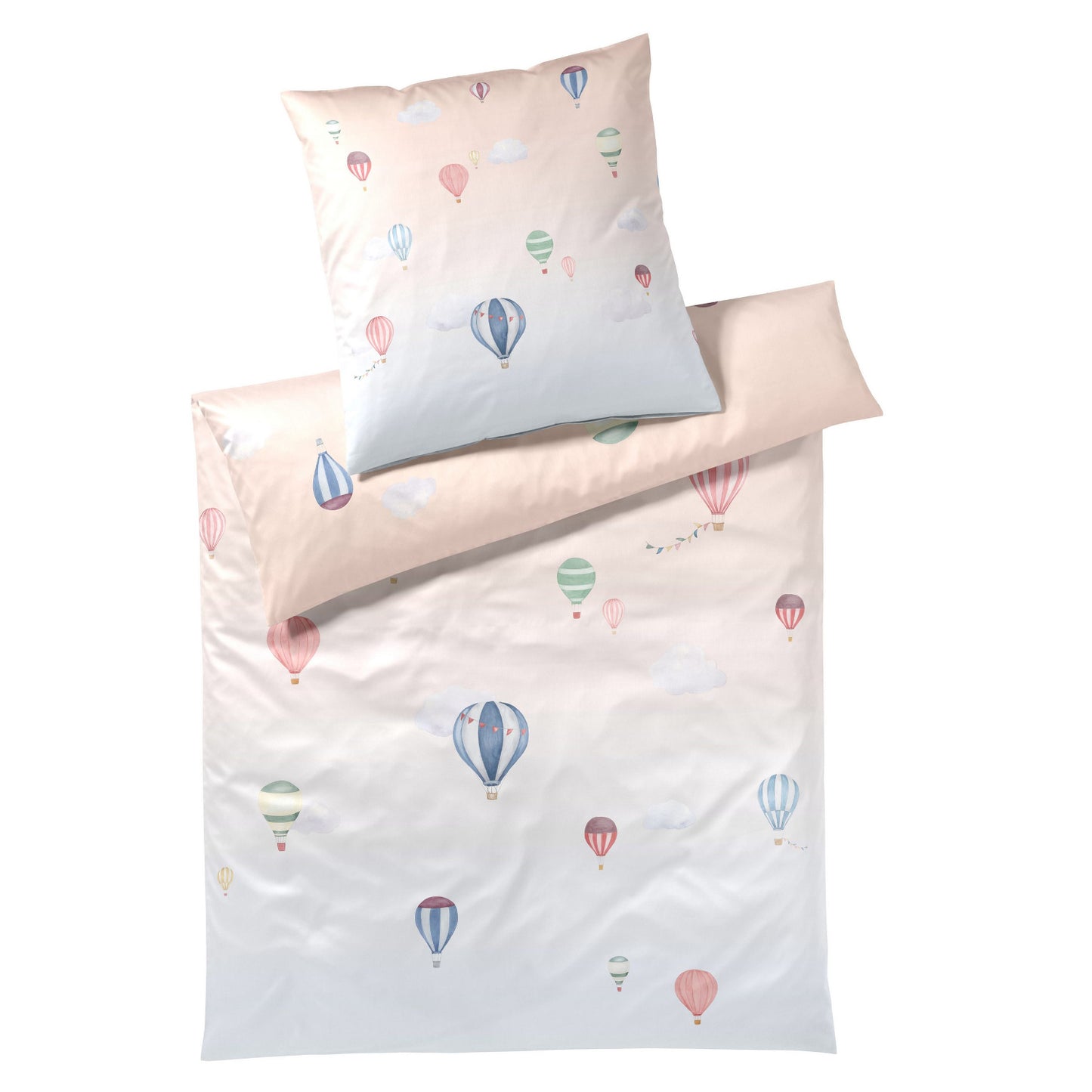 Elegante Mako Satin Bettwäsche Balloon 24530-4 Heißluftballon 135x200
