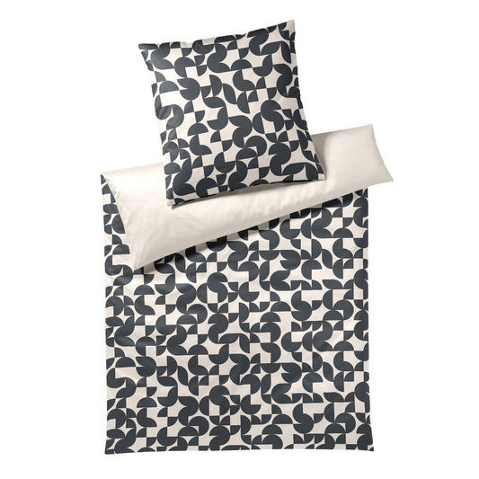Elegante Mako Satin Bettwäsche Studio Graphic 24533-9 Grau 135x200