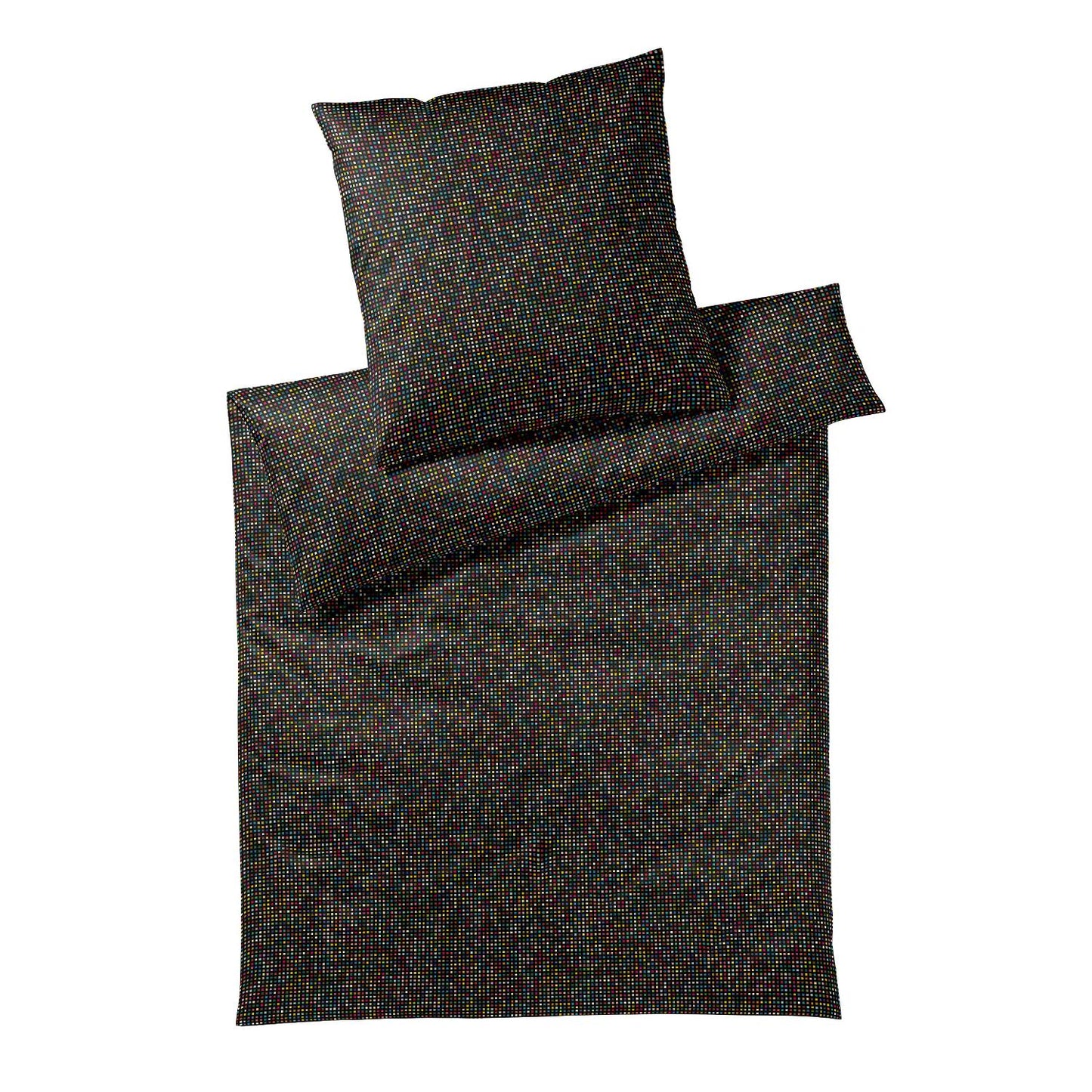 Elegante Mako Satin Bettwäsche Pixie 24535-9 Schwarz Bunt 135x200