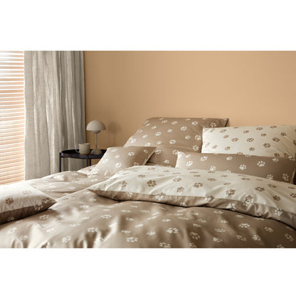 Elegante Mako Satin Bettwäsche Paws 24541-7 Pfoten Beige Creme 135x200