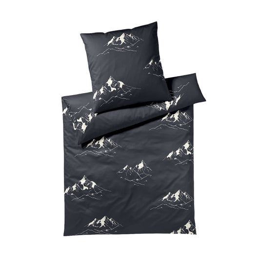 Elegante Mako Satin Bettwäsche Mountain Top 24548-9 graphit 135x200