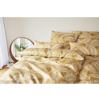 Elegante Mako Satin Bettwäsche Maison Leaves 24551-3 Gold 135x200