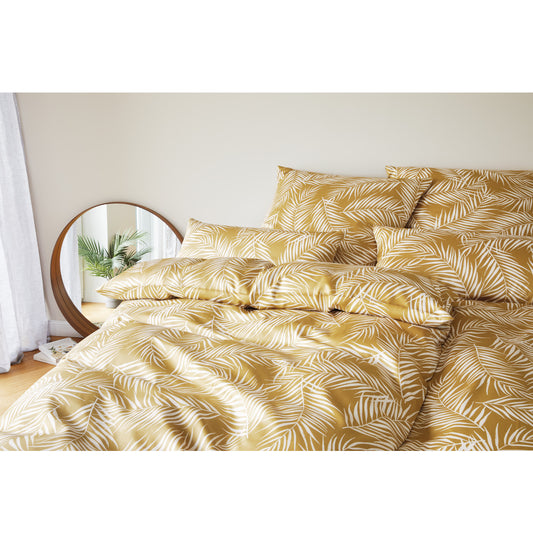 Elegante Mako Satin Bettwäsche Maison Leaves 24551-3 Gold 135x200