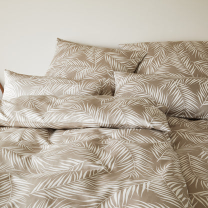 Elegante Mako Satin Bettwäsche Maison Leaves 24551-7 Natur 135x200