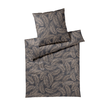 Elegante Mako Satin Bettwäsche Maison Leaves 24551-9 Anthrazit 135x200