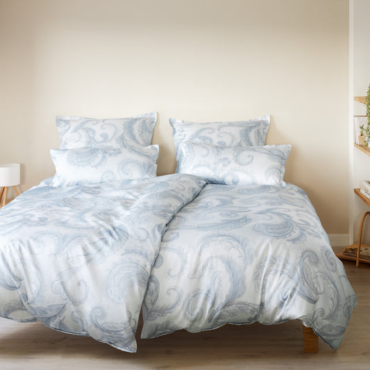 Elegante Mako Satin Bettwäsche Grandezza 24554-2 rauchblau 135x200