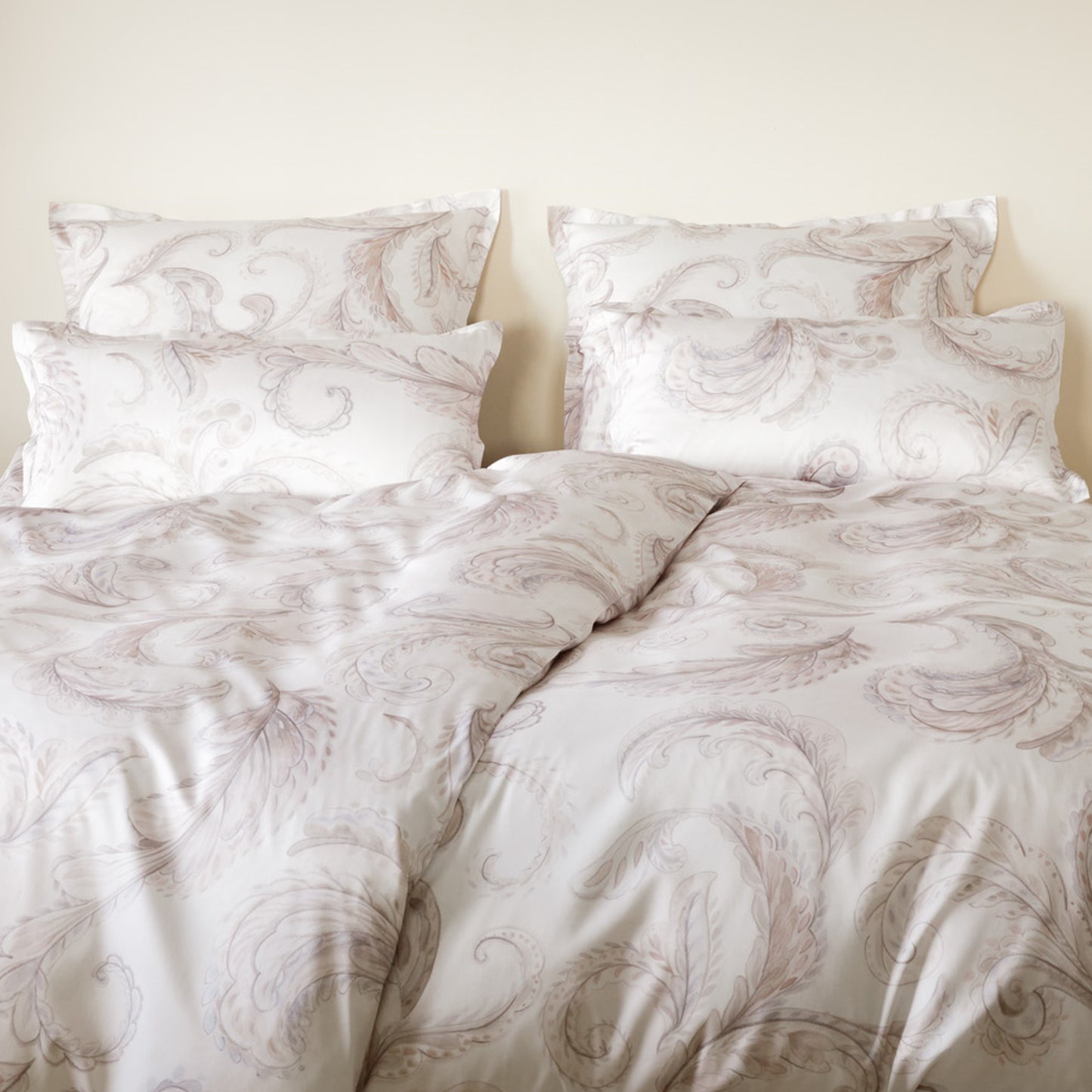 Elegante Mako Satin Bettwäsche Grandezza 24554-7 ecru Paisley 135x200