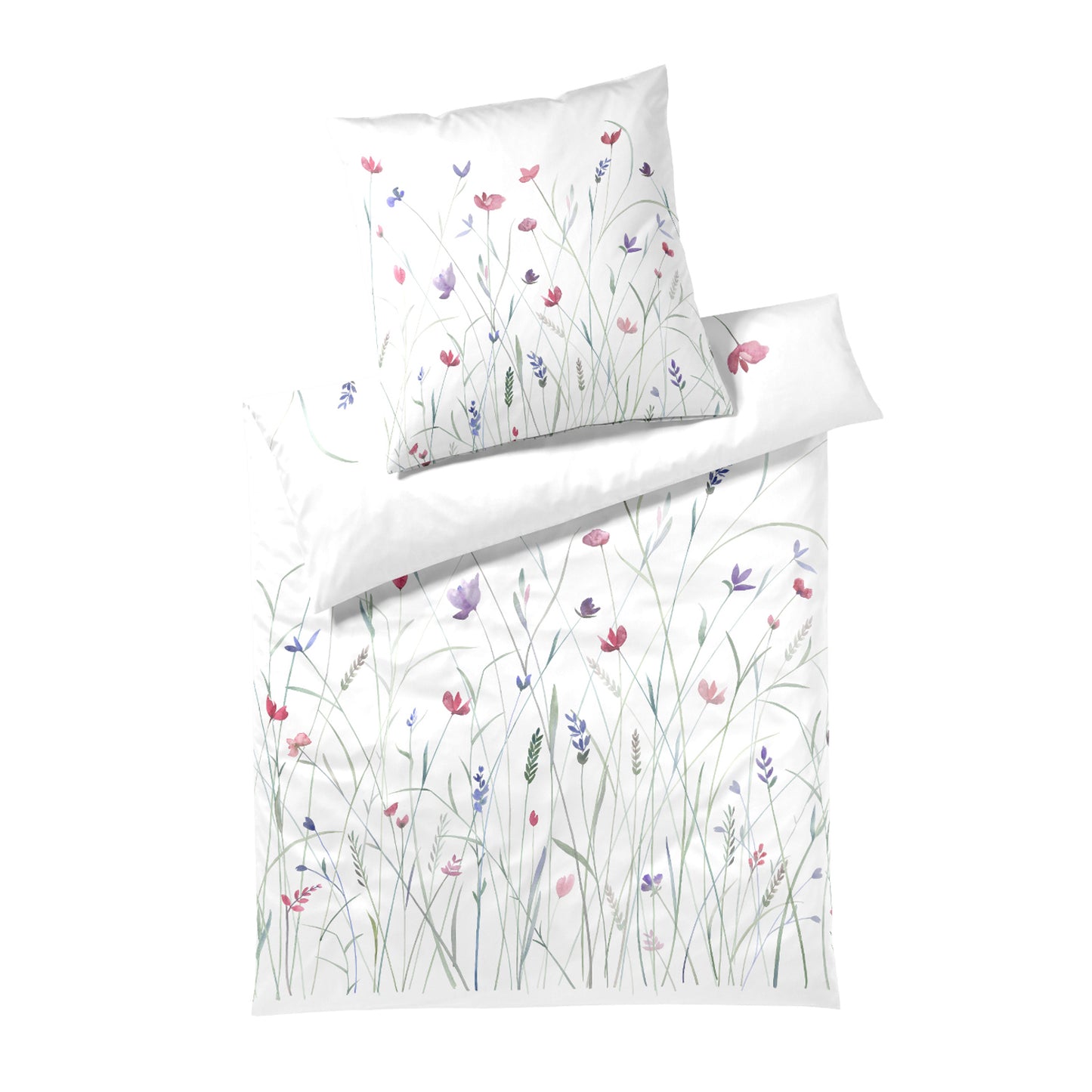 Elegante Mako Satin Bettwäsche Highlife 24556-0 weiß geblümt 135x200