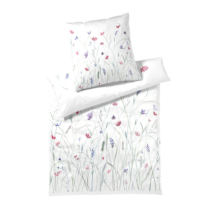 Elegante Mako Satin Bettwäsche Highlife 24556-0 weiß geblümt 135x200