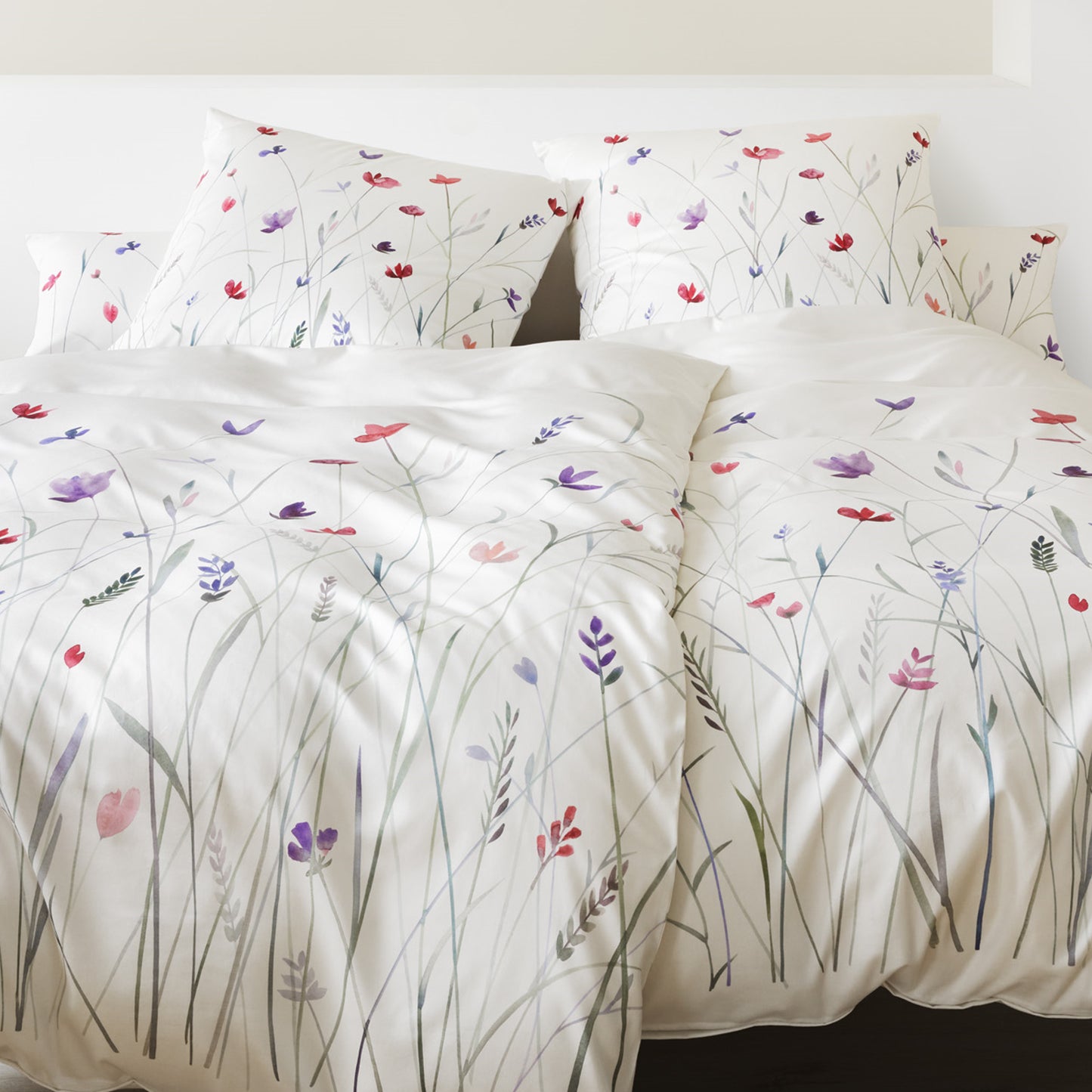 Elegante Mako Satin Bettwäsche Highlife 24556-0 weiß geblümt 135x200