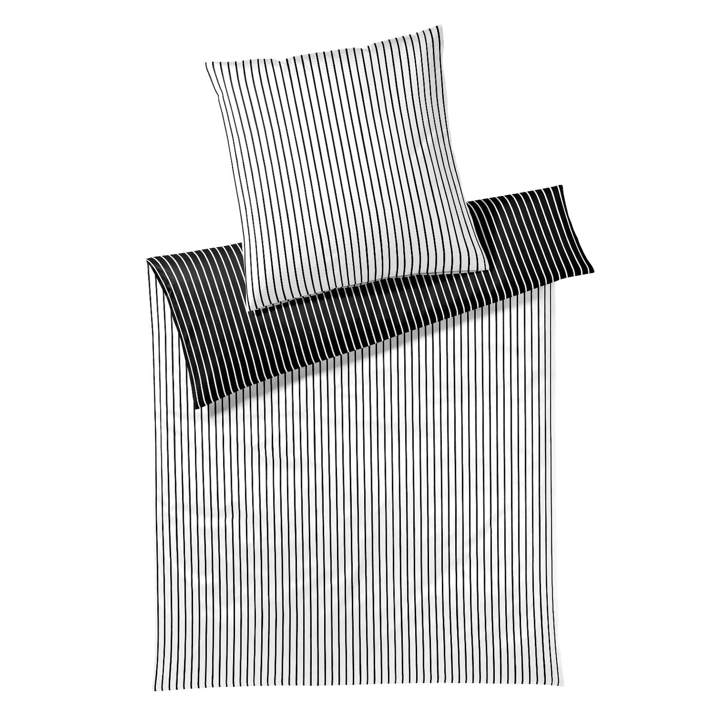 Elegante Mako Satin Bettwäsche Lined 24563-9 schwarz Streifen 135x200