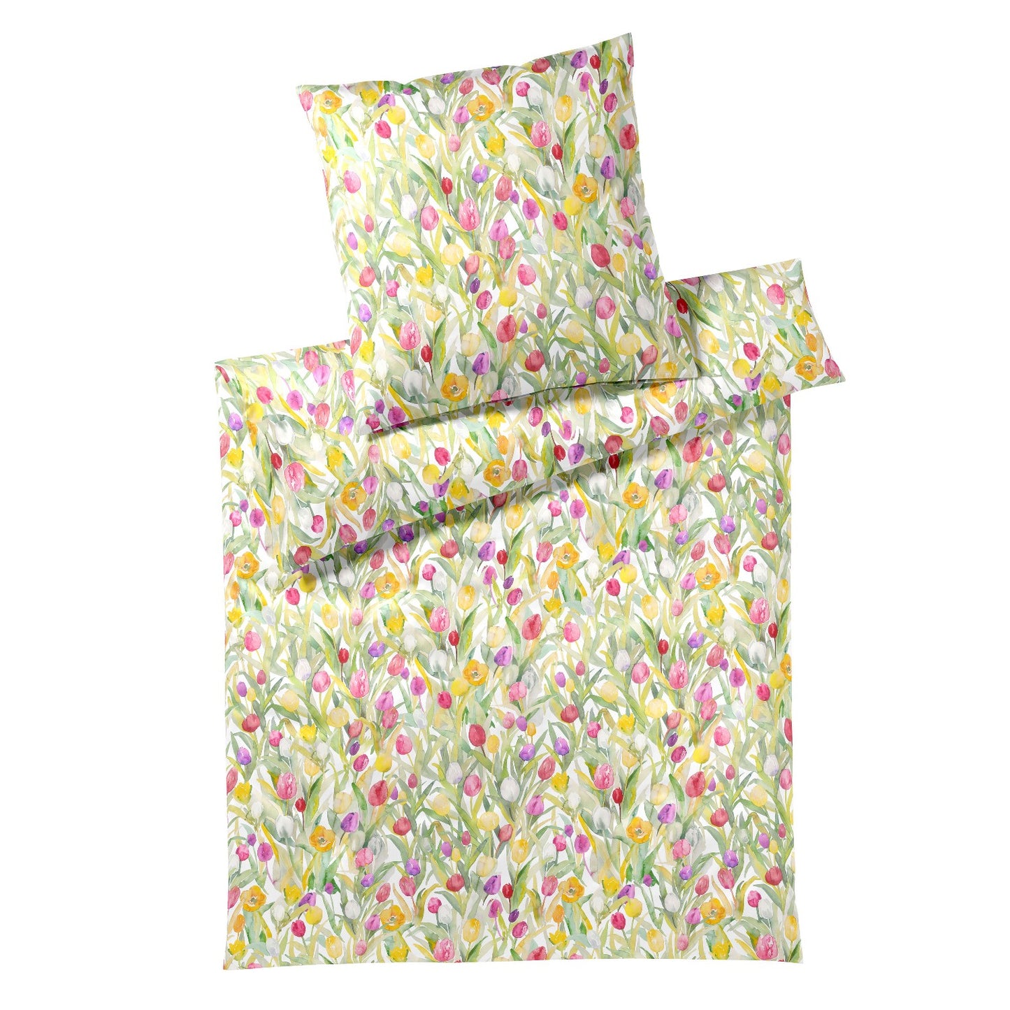 Elegante Mako Batist Bettwäsche Tulpen 24565-0 weiß Blumen 135x200