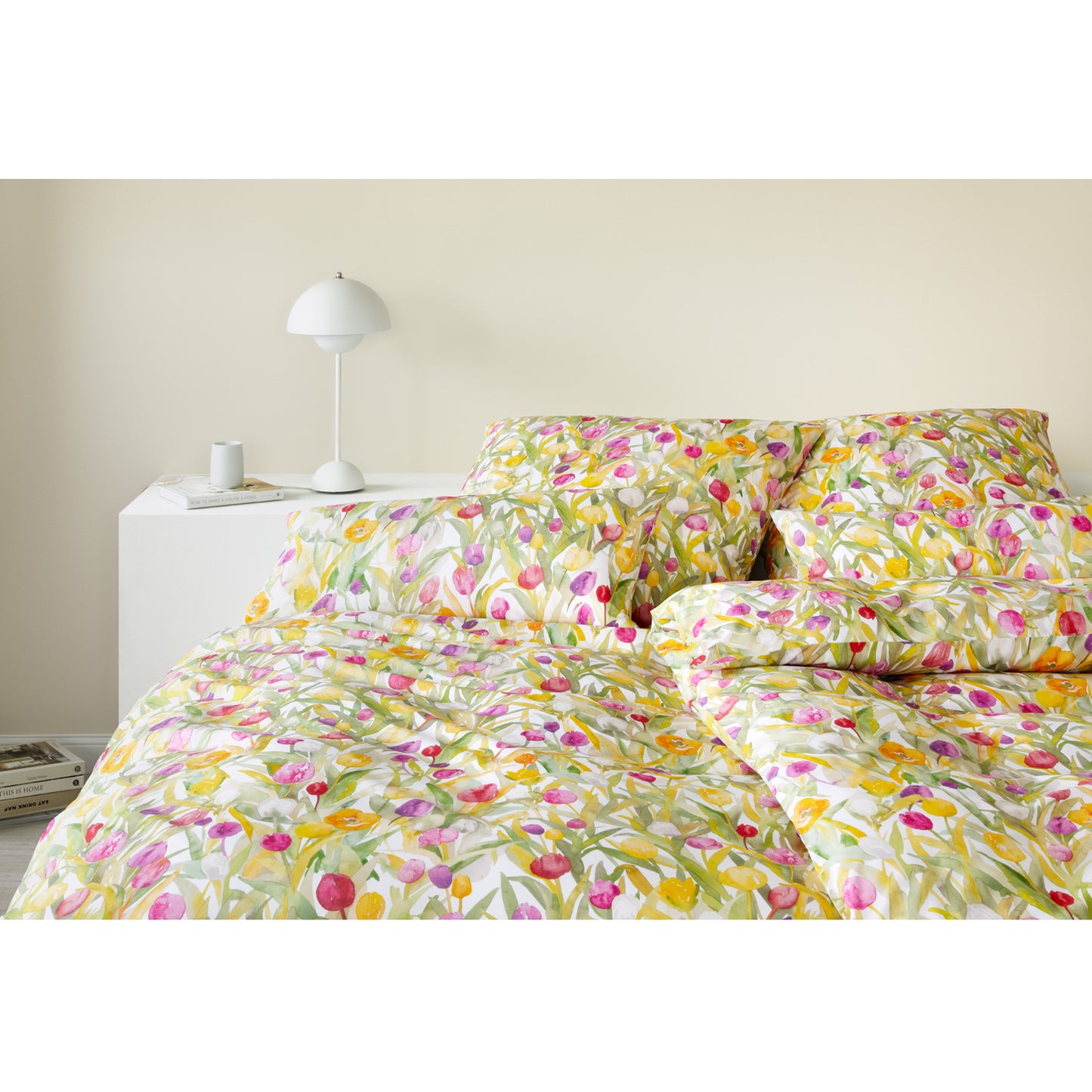 Elegante Mako Batist Bettwäsche Tulpen 24565-0 weiß Blumen 135x200