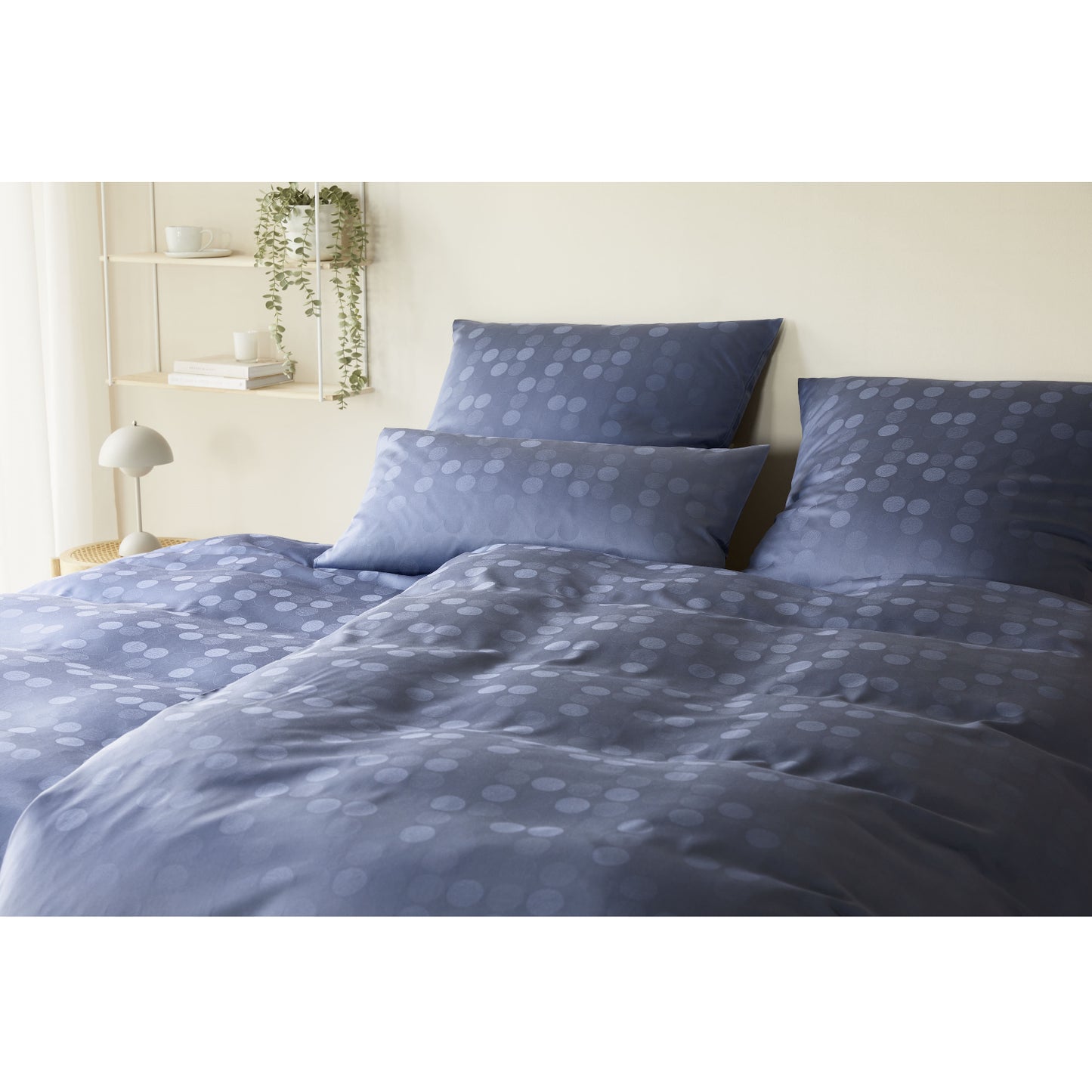 Elegante Mako Satin Bettwäsche Rotondo 24569-2 nachtblau Kreis 135x200