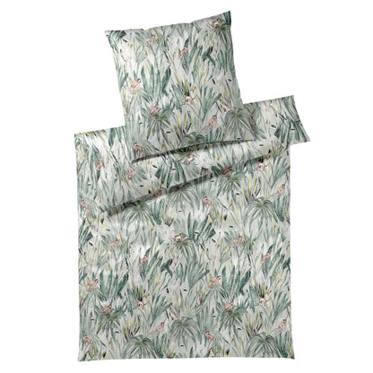 Elegante Bambus Satin Bettwäsche Monkeys 24574-4 grün Affe 135x200