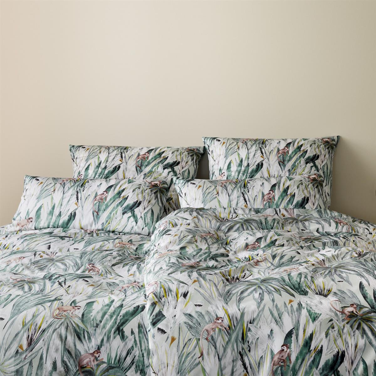 Elegante Bambus Satin Bettwäsche Monkeys 24574-4 grün Affe 135x200