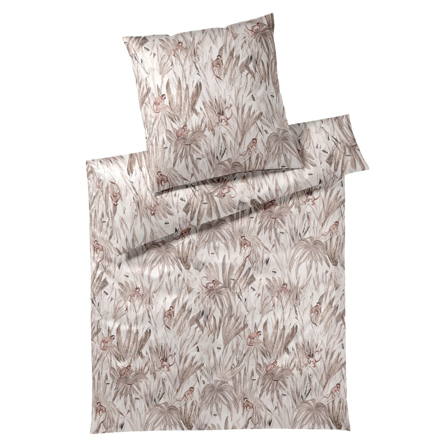 Elegante Bambus Satin Bettwäsche Monkeys 24574-7 natur Affe 135x200