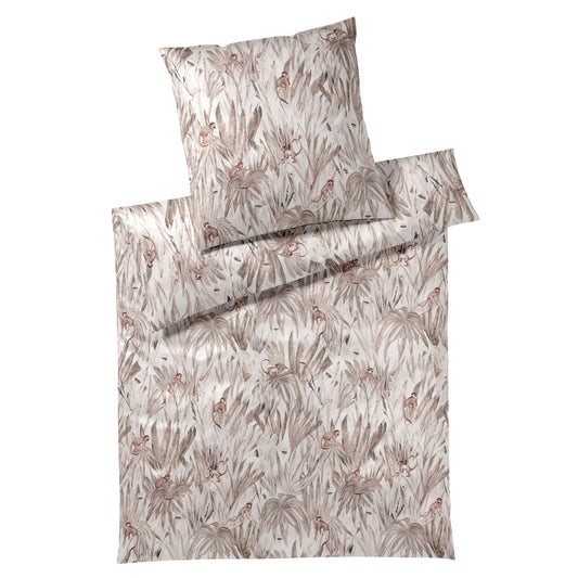 Elegante Bambus Satin Bettwäsche Monkeys 24574-7 natur Affe 135x200