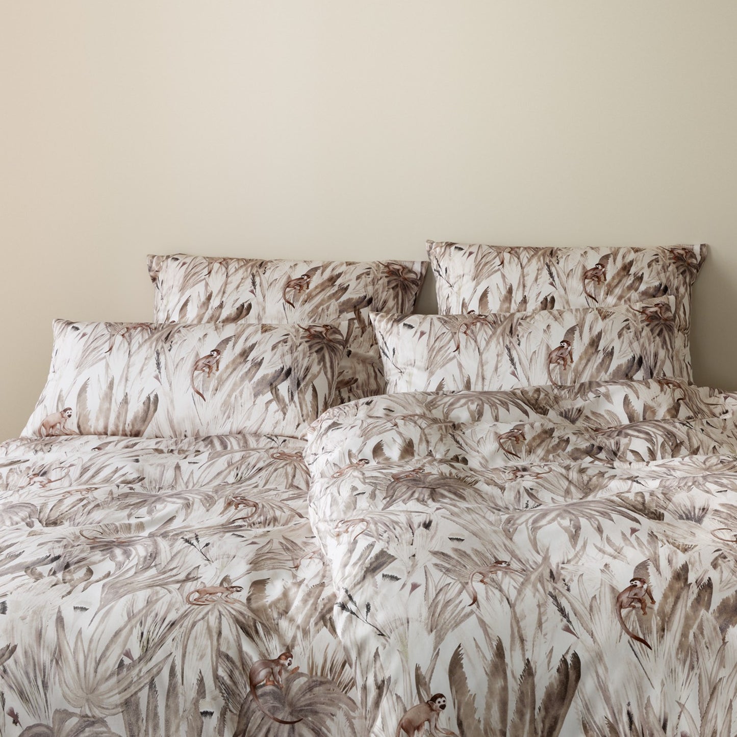 Elegante Bambus Satin Bettwäsche Monkeys 24574-7 natur Affe 135x200