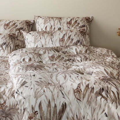 Elegante Bambus Satin Bettwäsche Monkeys 24574-7 natur Affe 135x200